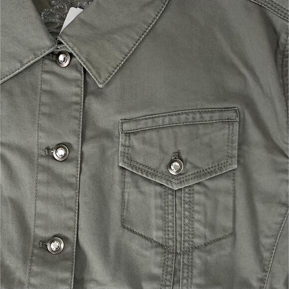 CHICO'S Chelsea Cotton Pacie Jacket 3 US 16/XL Grey Button Up Embroidered NWT - Picture 4 of 8